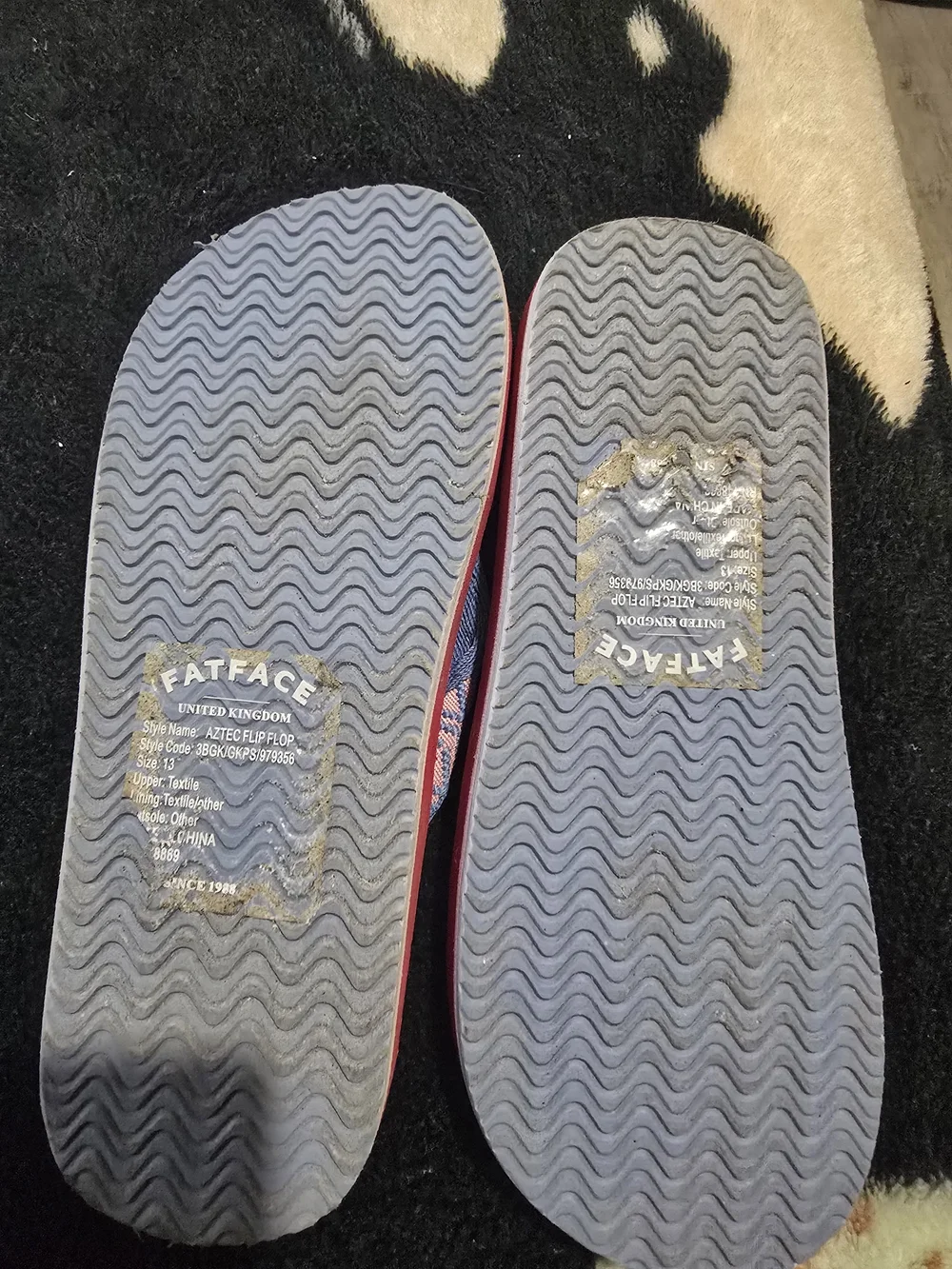 Fat Face Red and Blue Tribal Flip Flops